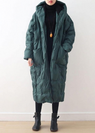 2024 Blackish Green Warm Down Coat Original Design Litterär Retro Överrock