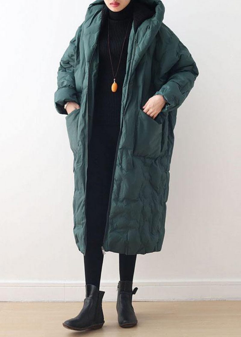 2024 Blackish Green Warm Down Coat Original Design Litterär Retro Överrock - Gul