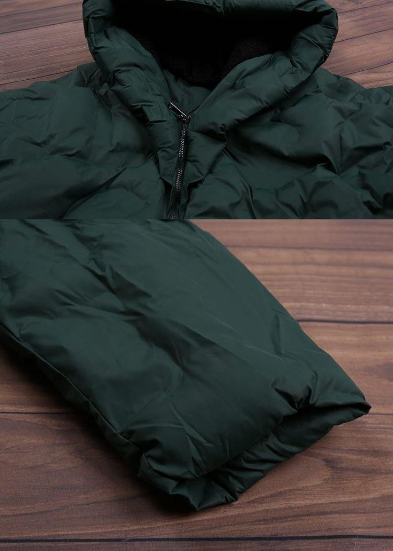 2024 Blackish Green Warm Down Coat Original Design Litterär Retro Överrock - Gul