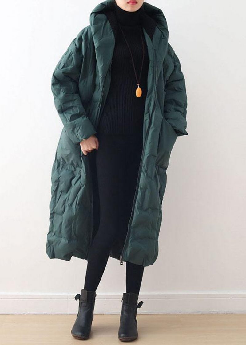 2024 Blackish Green Warm Down Coat Original Design Litterär Retro Överrock - Gul