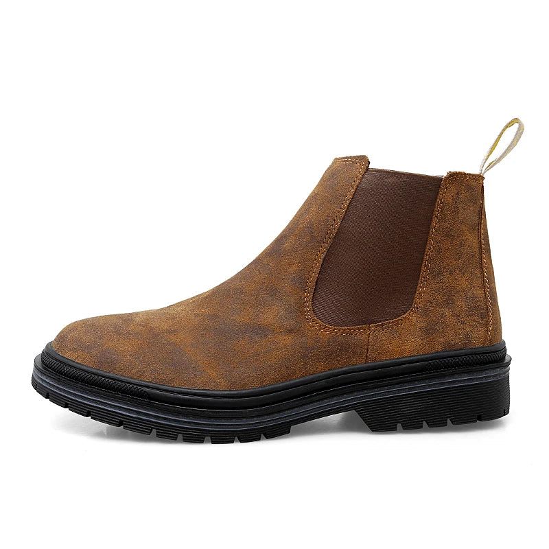 Äkta Läder Ankel Chelsea Boots Herr Botas Autumn Winter Boot - Brun