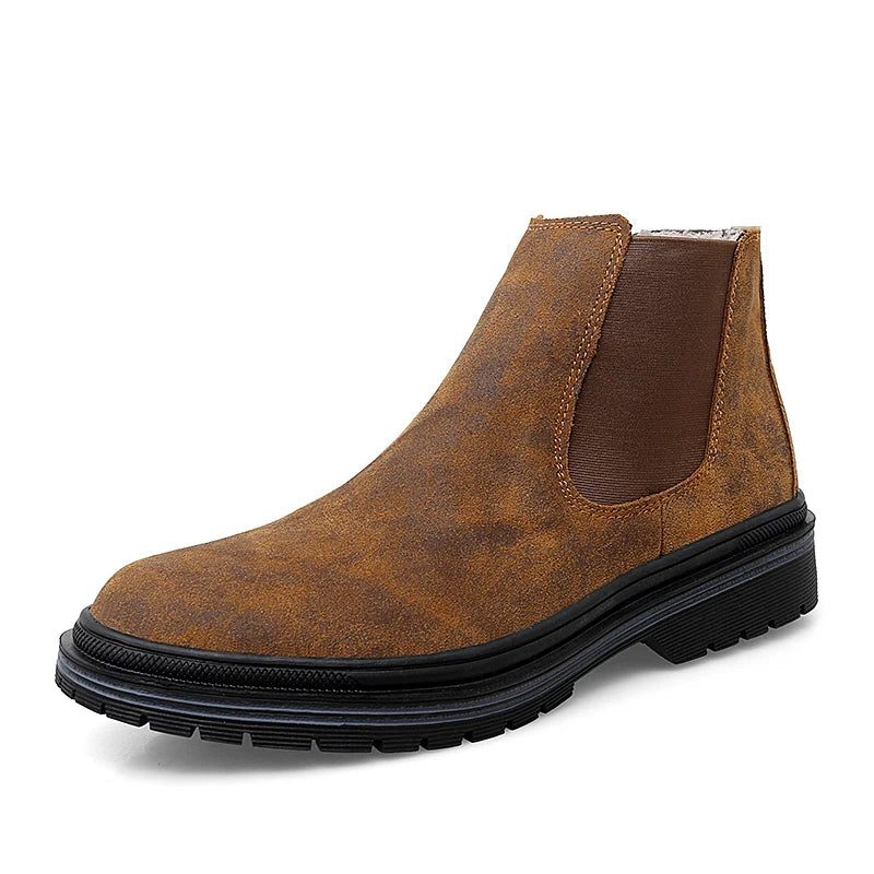 Äkta Läder Ankel Chelsea Boots Herr Botas Autumn Winter Boot - Brun