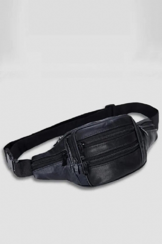 Äkta Läder Herr Fanny Pack Midjeväskor Midjeväska Bananväska Bältespaket Ben Kvinna Bröstpaket Crossbody-väska