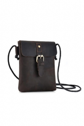 Äkta Läder Herr Vintage Casual Messenger Bag Mini Shoulder Crossbody Bag