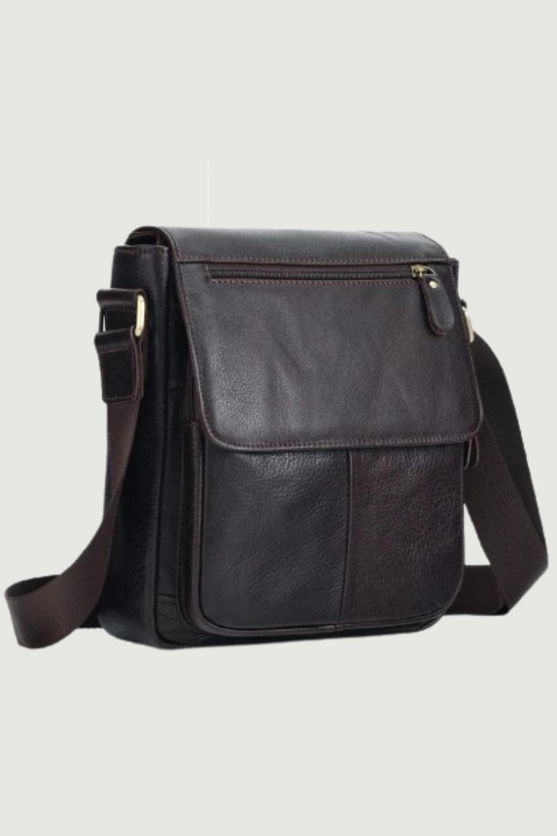 Äkta Läder Herr Vintage Handväskor Klaff Axelväskor Casual Messenger Bags Crossbody Bag