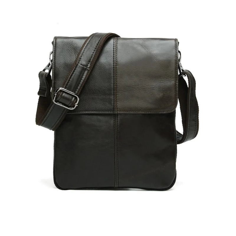 Äkta Läder Män Väskor Manlig Flap Bag Casual Shoulder Crossbody Väska Handväskor - Gul