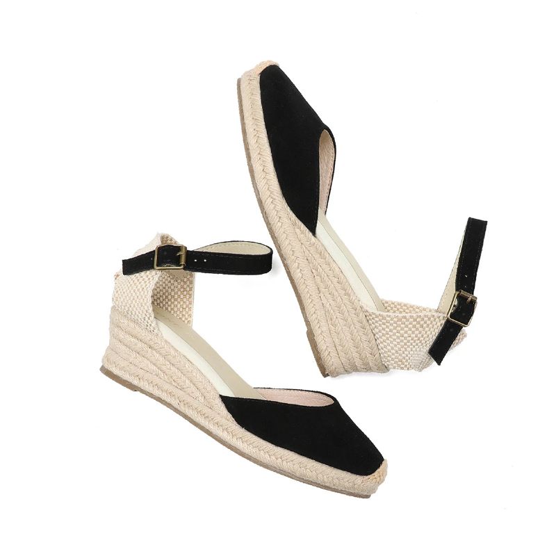 Äkta Öppna Solida Sandaler Elastisk Casual Sandal För Kvinnor - 4.5Cm Beige Läder