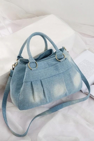 Annmouler Designer Dam Denim Crossbody-väska Axelremsväska Med Stor Kapacitet Med Avtagbar Jeansväska