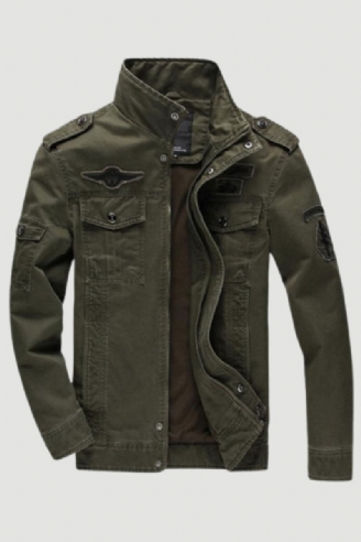 Army Military Jacka Herr Vår Höst Cotton Washed Coat Flerficks Pilot Bomber Tactical Flight Jackor