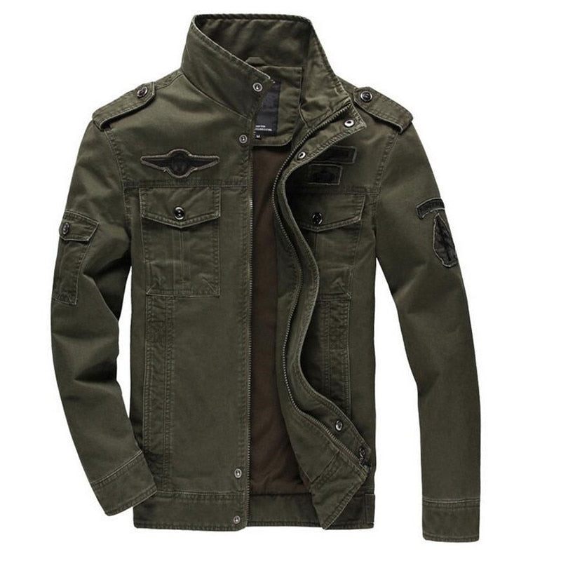 Army Military Jacka Herr Vår Höst Cotton Washed Coat Flerficks Pilot Bomber Tactical Flight Jackor - Svart