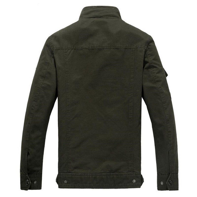 Army Military Jacka Herr Vår Höst Cotton Washed Coat Flerficks Pilot Bomber Tactical Flight Jackor - Svart