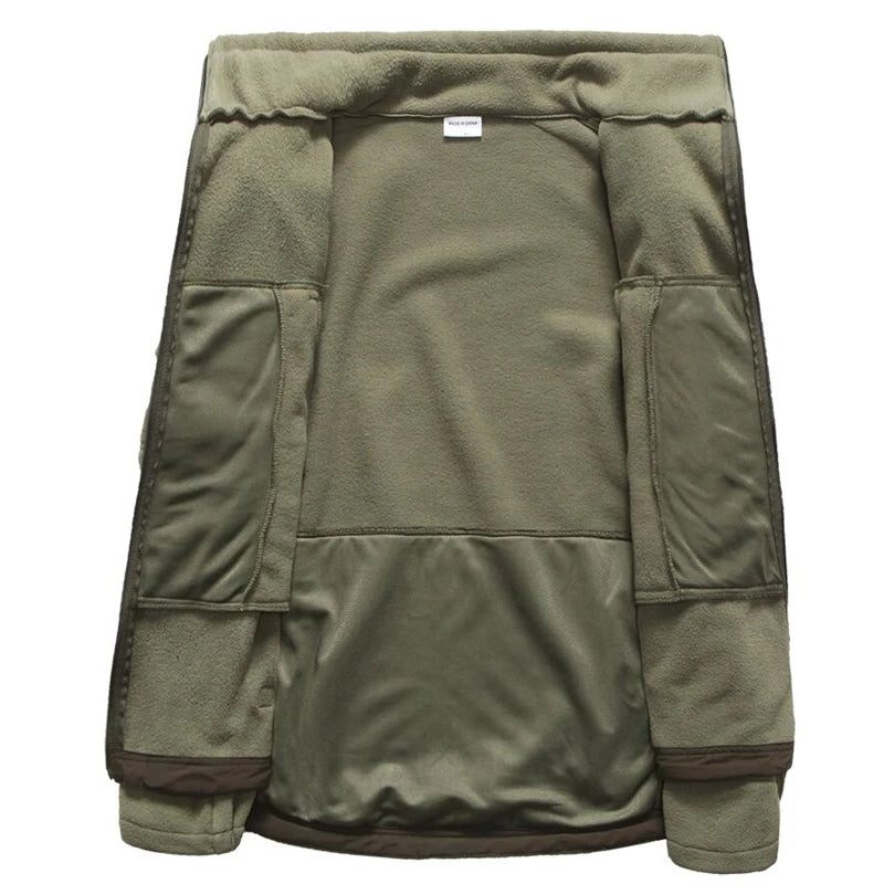 Army Military Tactical Fleecejacka Herr Varma Polar Vinterkläder Flera Fickor Ytterkläder Casual Termisk Vindtät Kappa Jackor - Svart