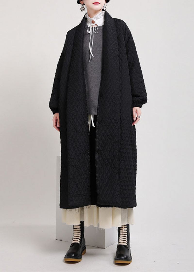 Art Black Oversized Side Open Fine Cotton Fyllda Puffers Coats Winter - Dunjackor för kvinnor