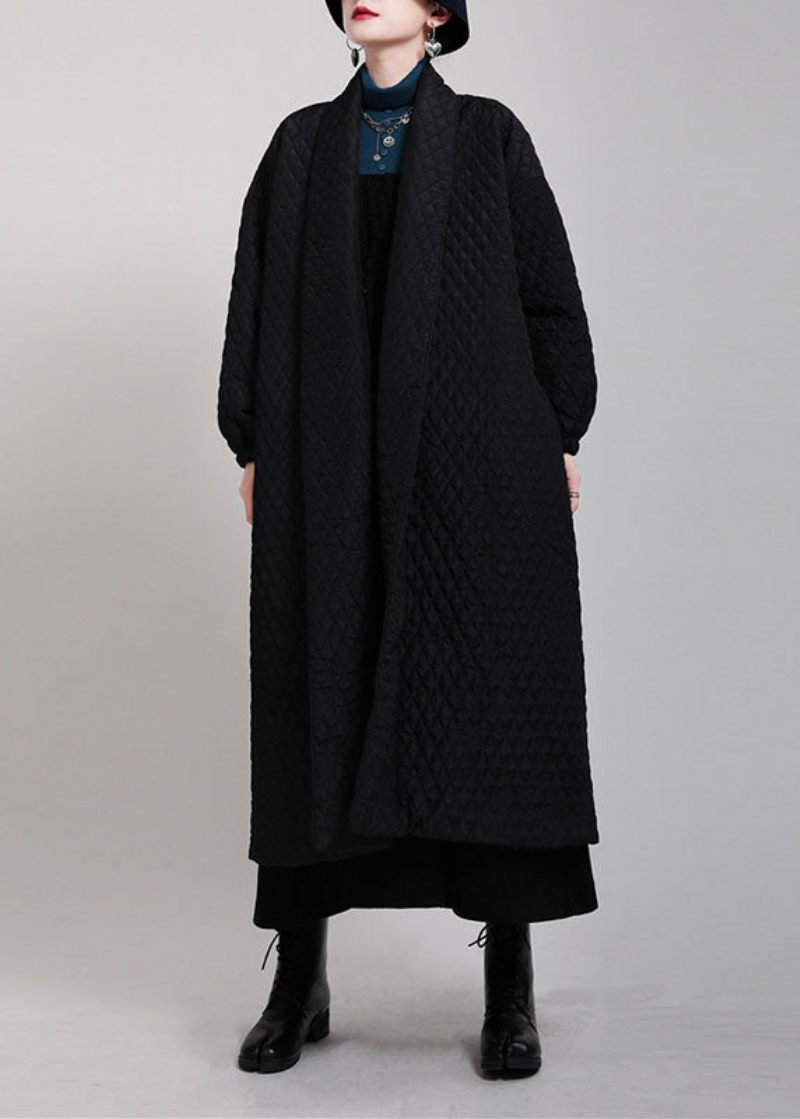 Art Black Oversized Side Open Fine Cotton Fyllda Puffers Coats Winter - Dunjackor för kvinnor