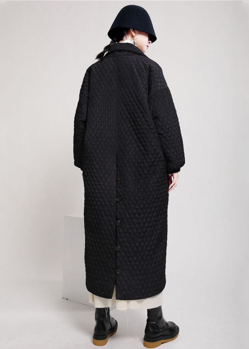 Art Black Oversized Side Open Fine Cotton Fyllda Puffers Coats Winter - Dunjackor för kvinnor