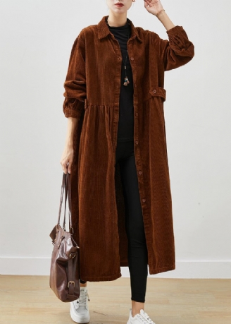 Art Brown Oversized Corduroy Trench Coats Spring