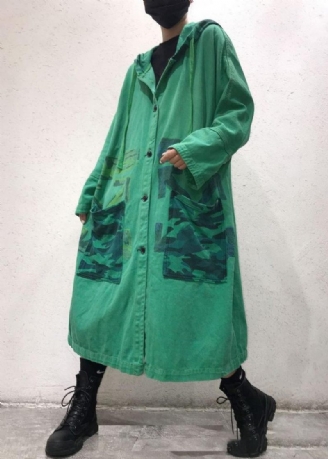 Art Green Baggy Hooded Coats