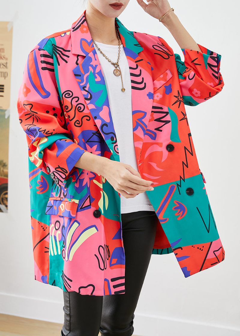 Art Original Design Lapel Print Spandex Coats Fall - Vinterkappor för kvinnor