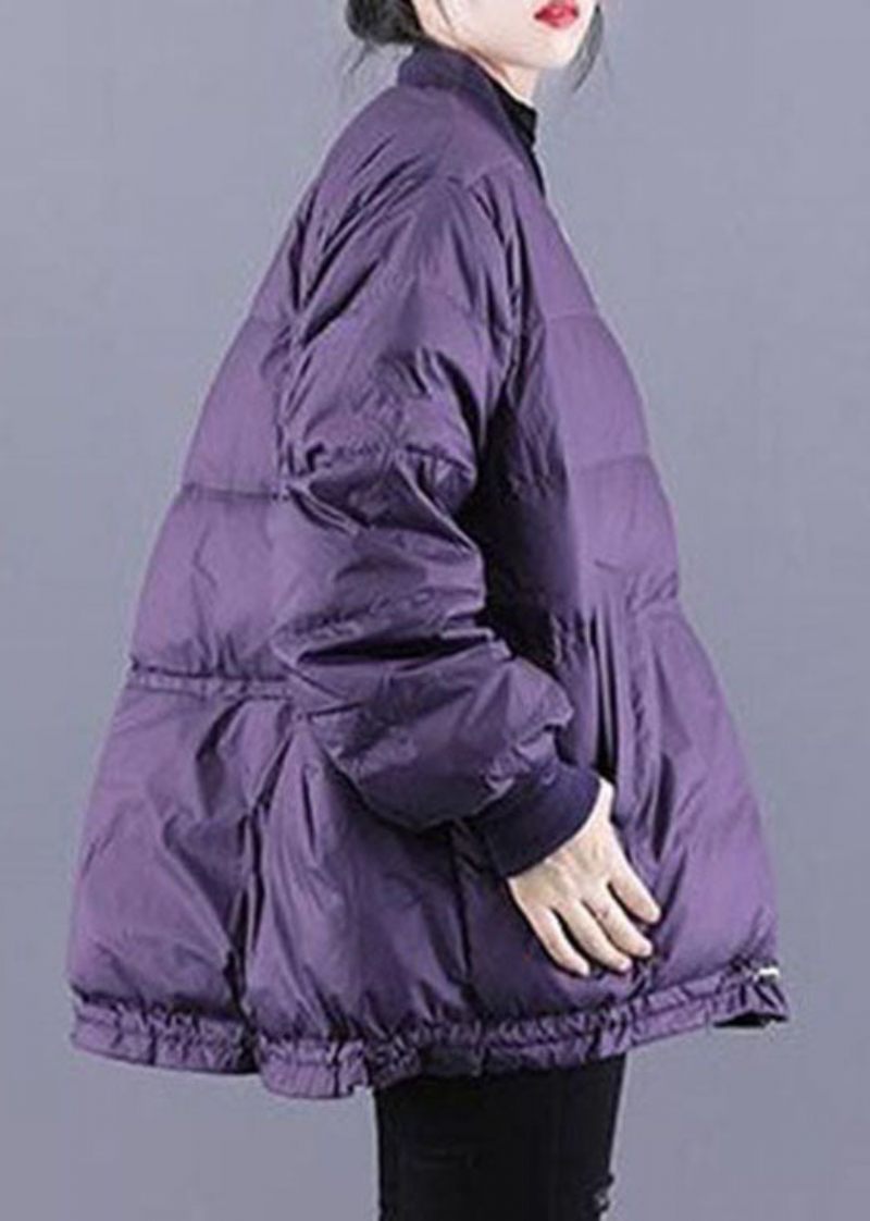 Art Purple Zip Up Dragsko Fin Bomullsfylld Tjocka Vinterjackor - Dunjackor för kvinnor