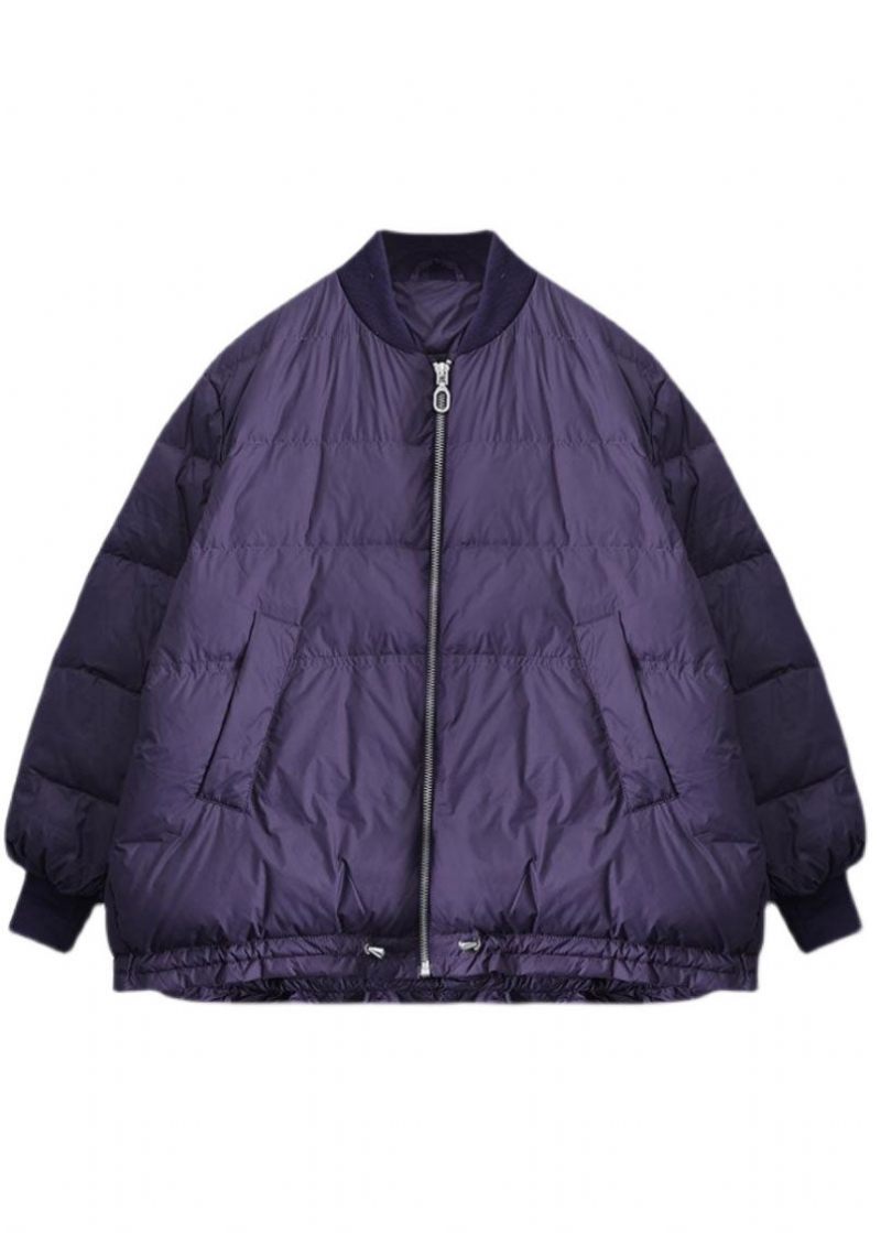 Art Purple Zip Up Dragsko Fin Bomullsfylld Tjocka Vinterjackor - Dunjackor för kvinnor