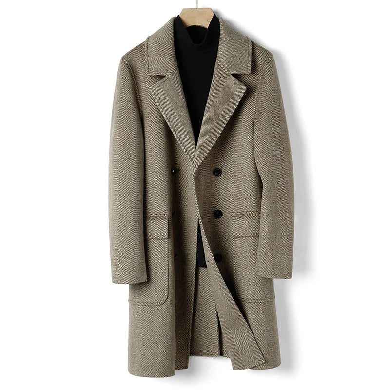 Australian Men Business Causal Överrock Smal Dubbelknäppt Trenchcoat - Brun