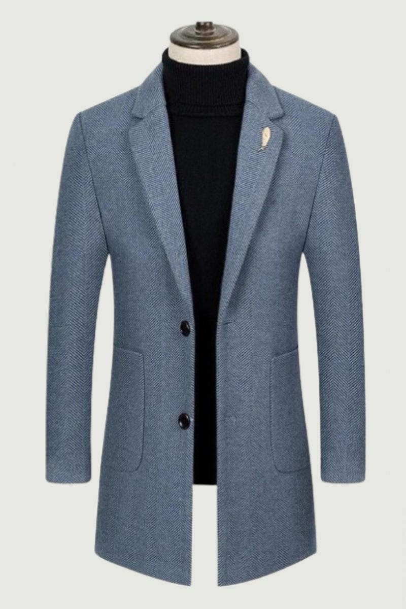 Avancerat Märkesbutik Ny Trenchcoat För Män Enkelknäppt Smal Kappa Business Casual Kostym Krage Ulljacka