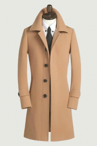 Avancerat Märkesbutik Ny Trenchcoat För Män Enkelknäppt Smal Kappa Business Casual Kostym Krage Ulljacka