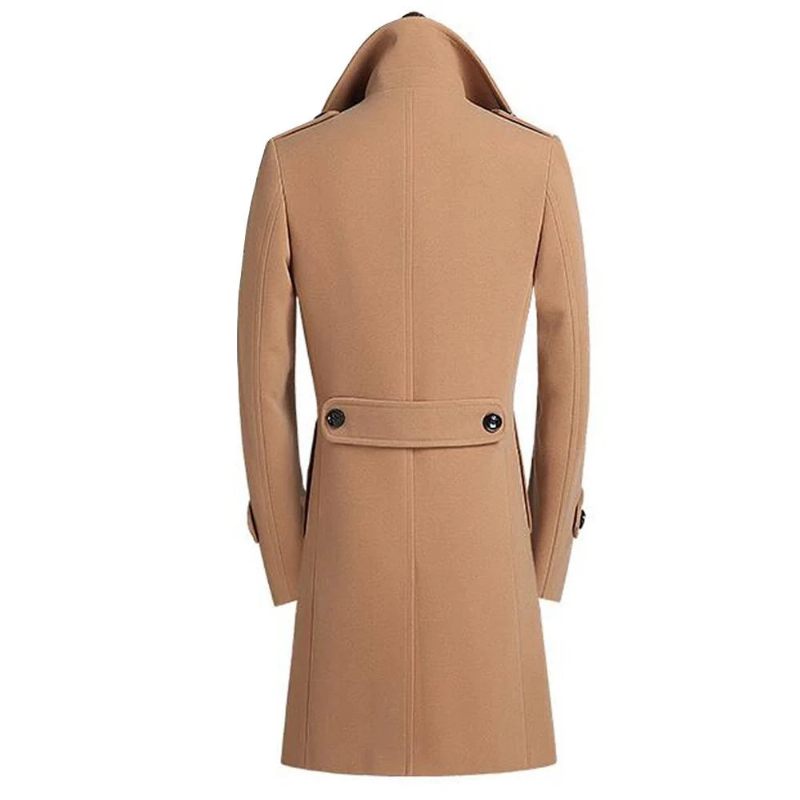 Avancerat Märkesbutik Ny Trenchcoat För Män Enkelknäppt Smal Kappa Business Casual Kostym Krage Ulljacka - Svart