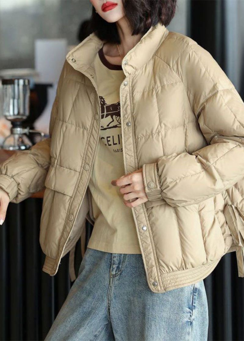 Beige Duck Down Canada Goose Jacka Side Open Oversized Winter - Dunjackor för kvinnor