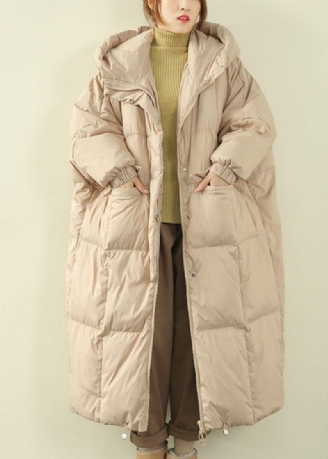 Beige Fickor Duck Down Coat Zip Up Winter