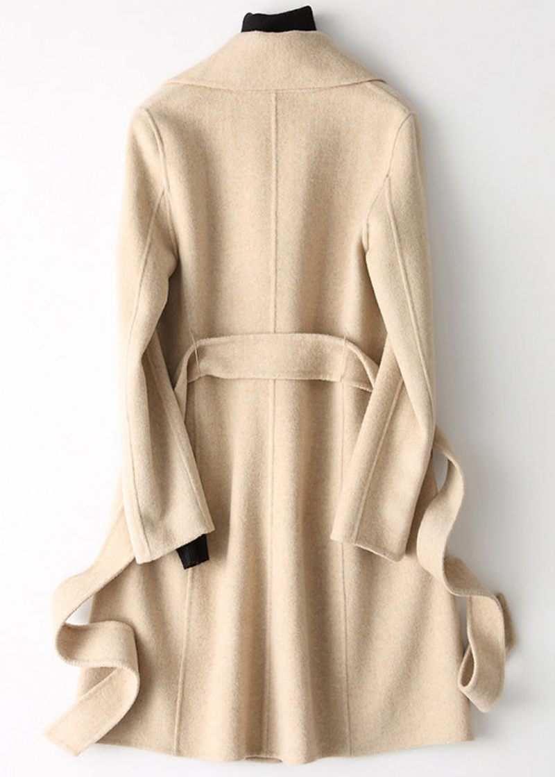 Beige Turtleneck Slips Midja Yllerockar Höst - Beige