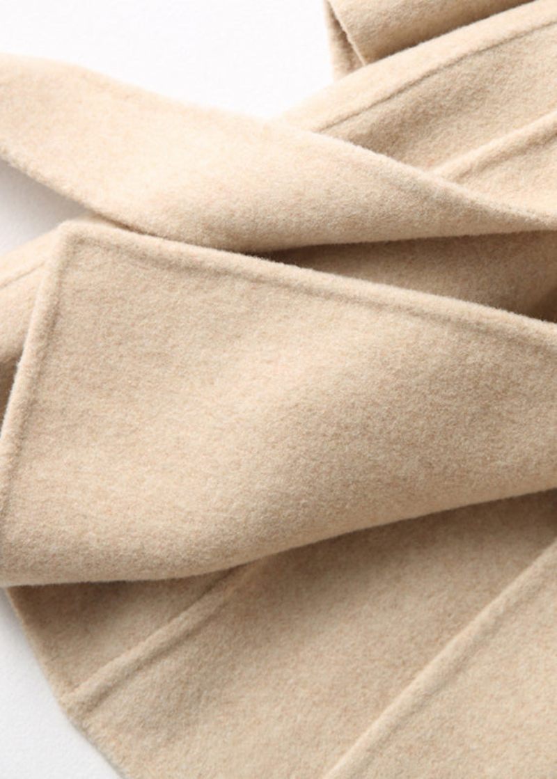 Beige Turtleneck Slips Midja Yllerockar Höst - Beige