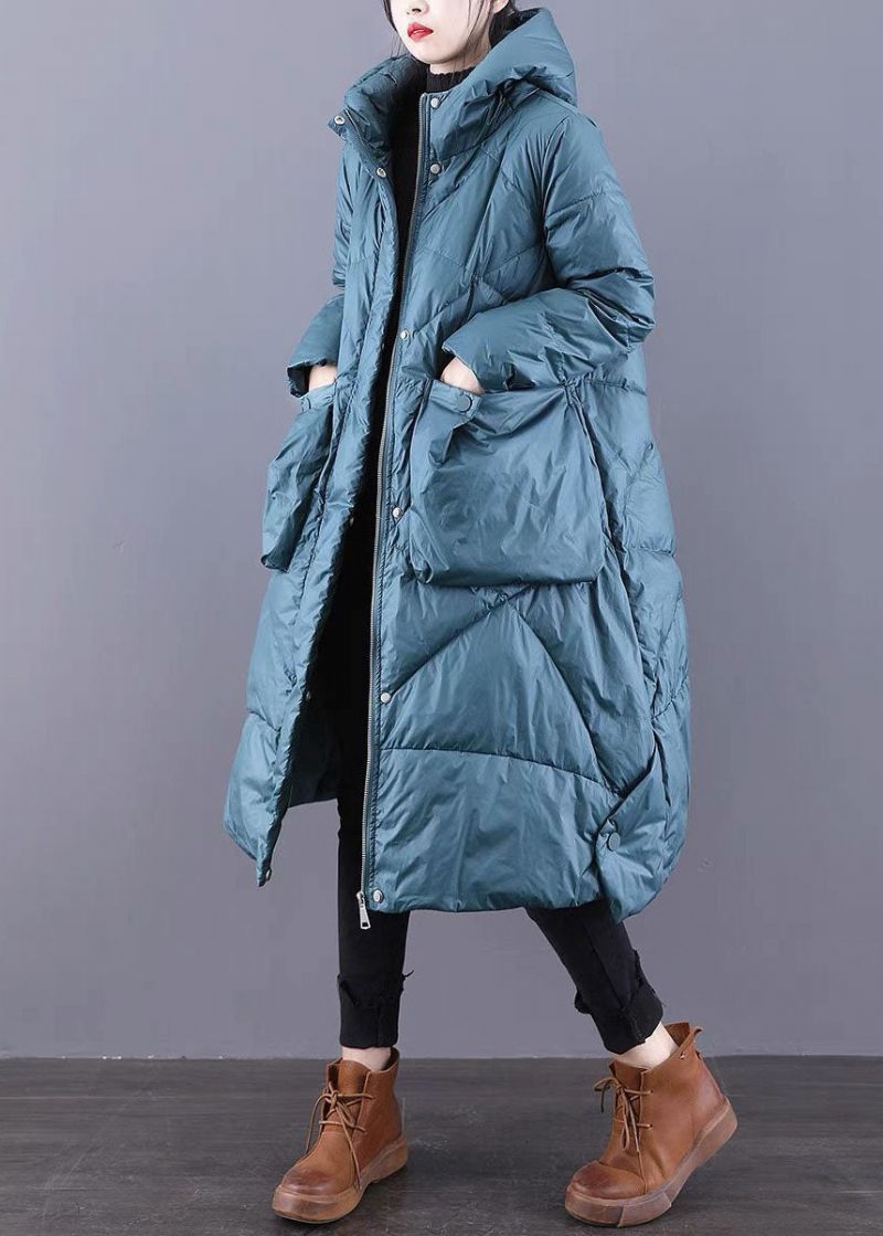 Blå Casual Duck Down Coat Zip Up Winter