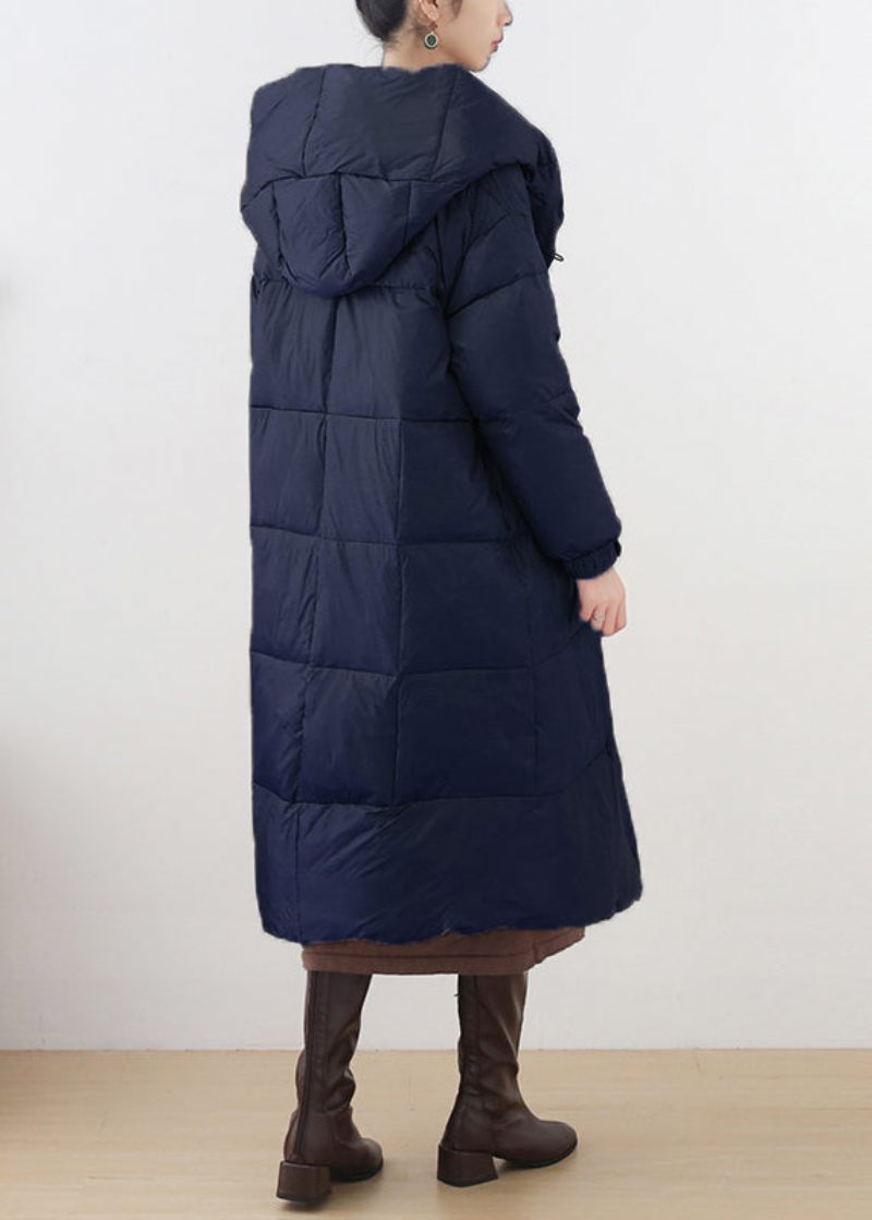 Blå Pockets Hooded Down Coat Långärmad - Blå