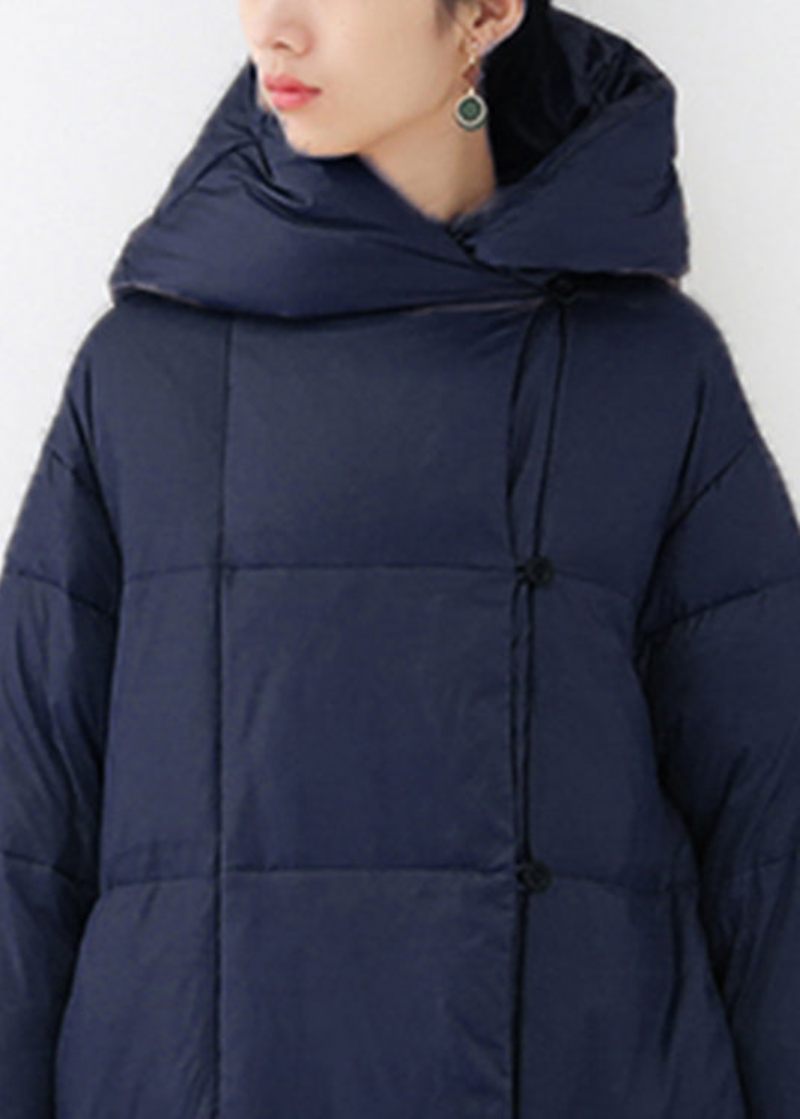 Blå Pockets Hooded Down Coat Långärmad - Blå