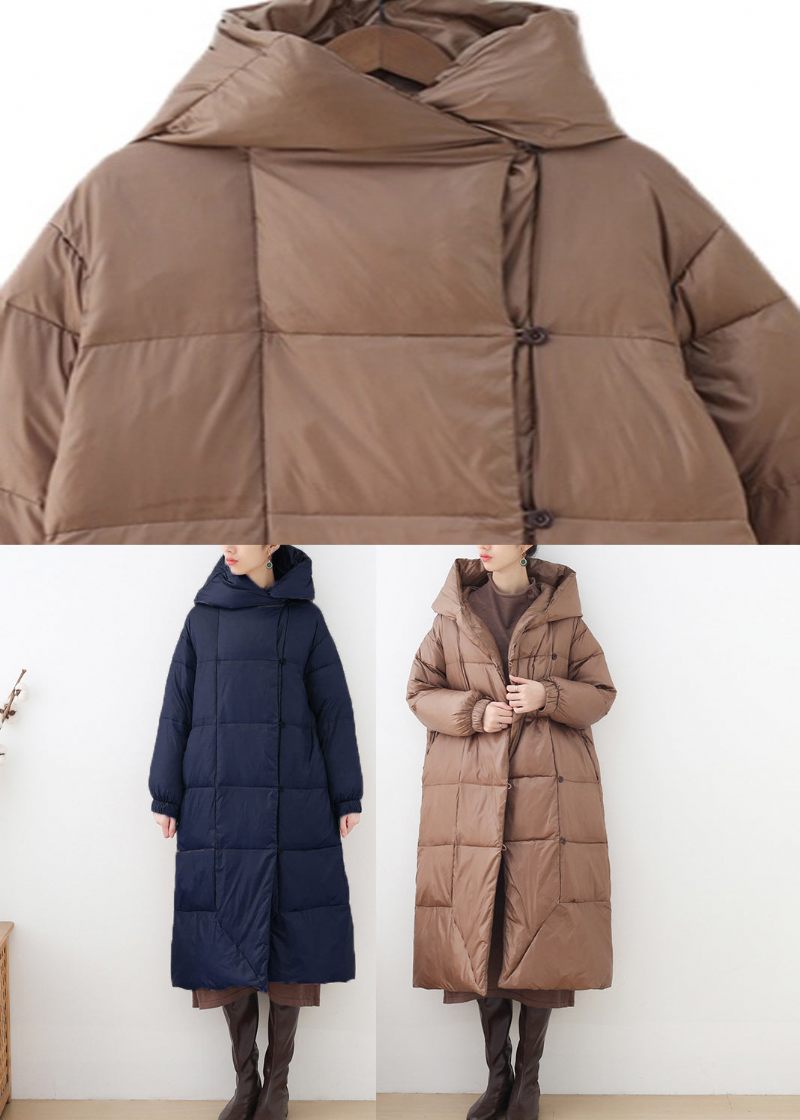 Blå Pockets Hooded Down Coat Långärmad - Blå