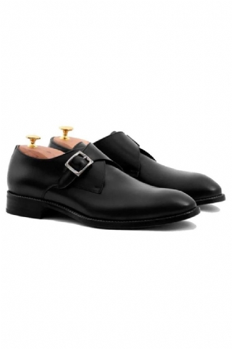 Black Monk Straps Män Skor Designer Bröllopsklänning Äkta Läder Bästa Handgjorda Business För Man