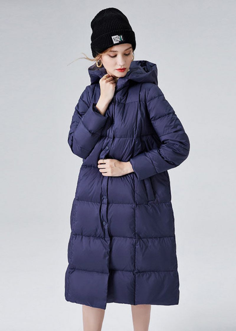 Blue Warm Duck Down Puffers Jackor Hooded Winter