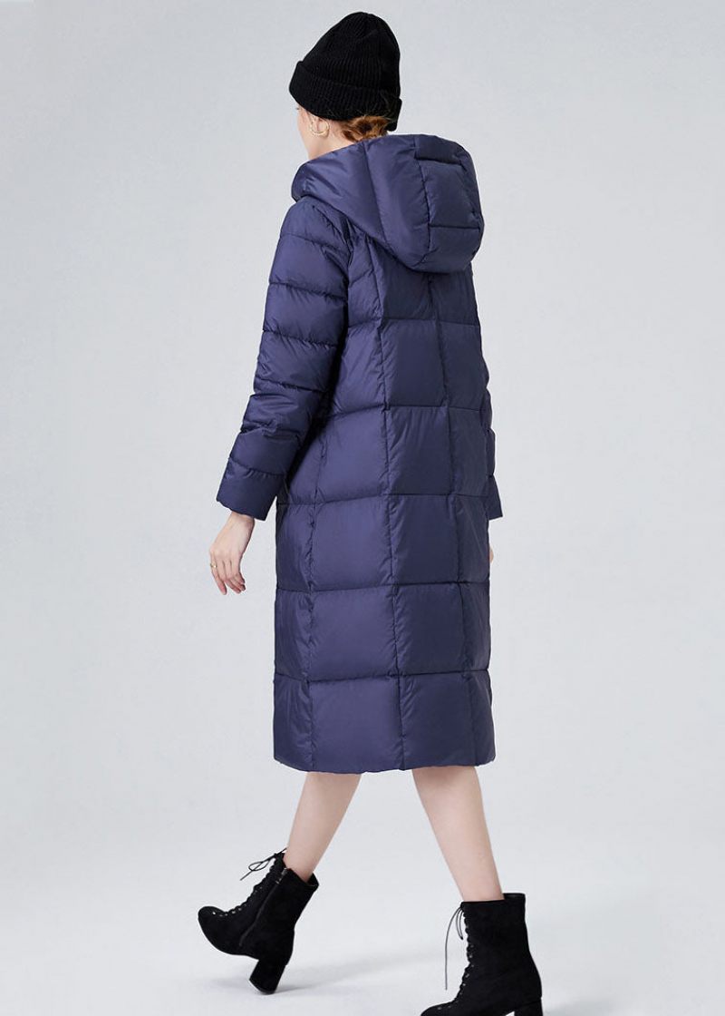 Blue Warm Duck Down Puffers Jackor Hooded Winter - Blå