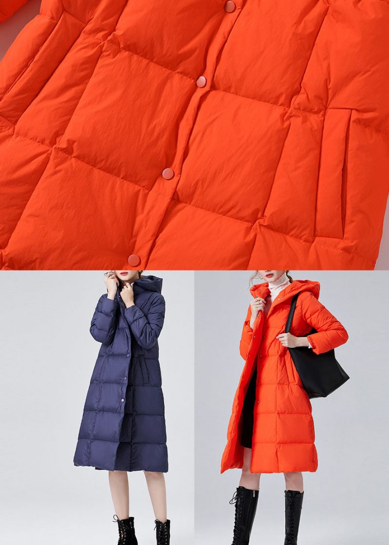 Blue Warm Duck Down Puffers Jackor Hooded Winter - Blå