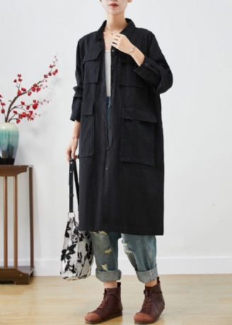 Bohemian Black Oversized Fickor Bomull Trench Fall