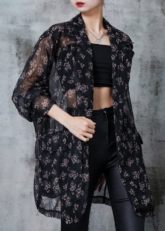 Bohemian Black Oversized Print Chiffong Cardigan Summer