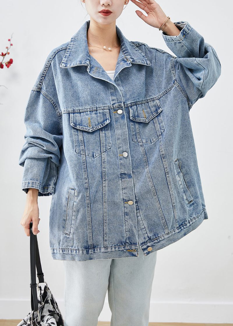 Bohemian Blue Oversized Applique Jeansjacka Höst