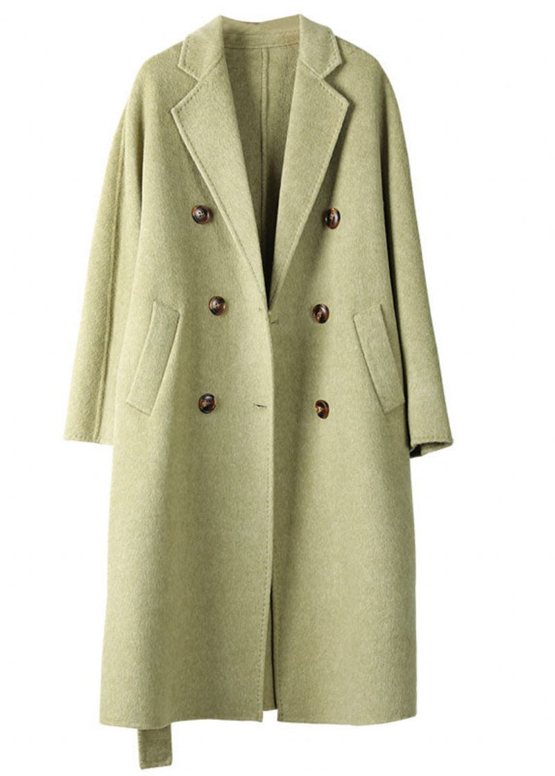 Bohemian Green Peter Pan Collar Sashes Woolen Coat Fall - Grön