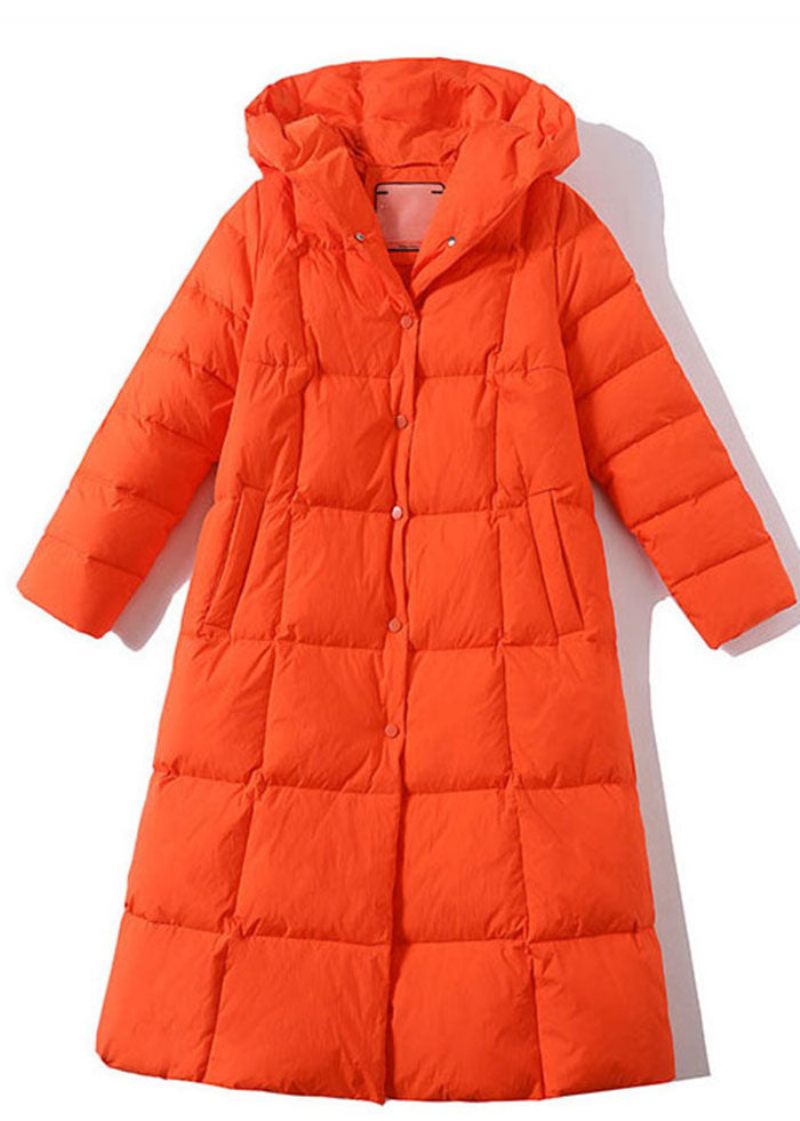 Bohemian Orange Hooded Fickor Duck Down Vinterrockar Vinter - Orange