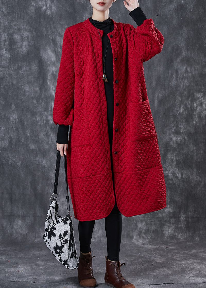 Bohemian Red Oversized Fickor Cotton Trench Spring