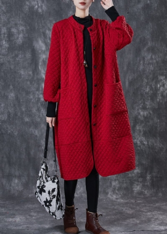 Bohemian Red Oversized Fickor Cotton Trench Spring