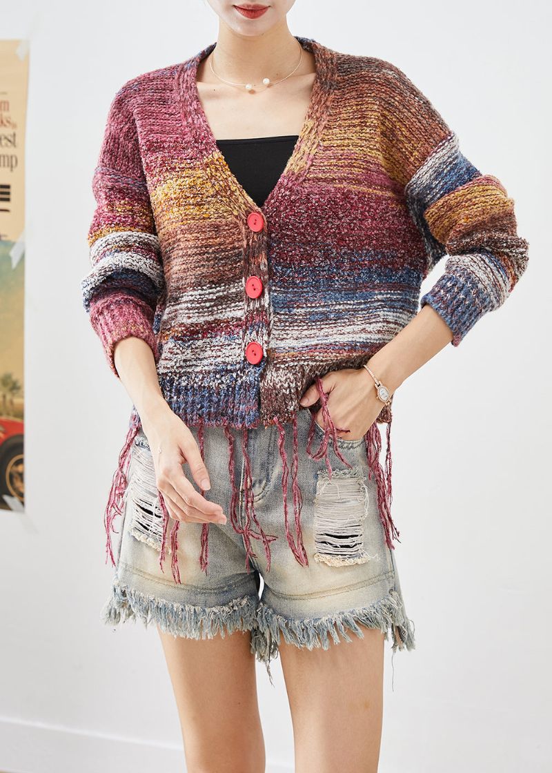 Bohemian Tasseled Tie Dye Knit Jacka Fall