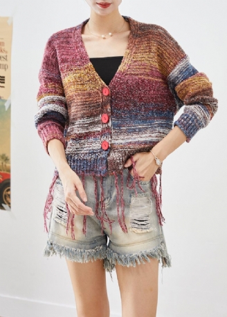 Bohemian Tasseled Tie Dye Knit Jacka Fall