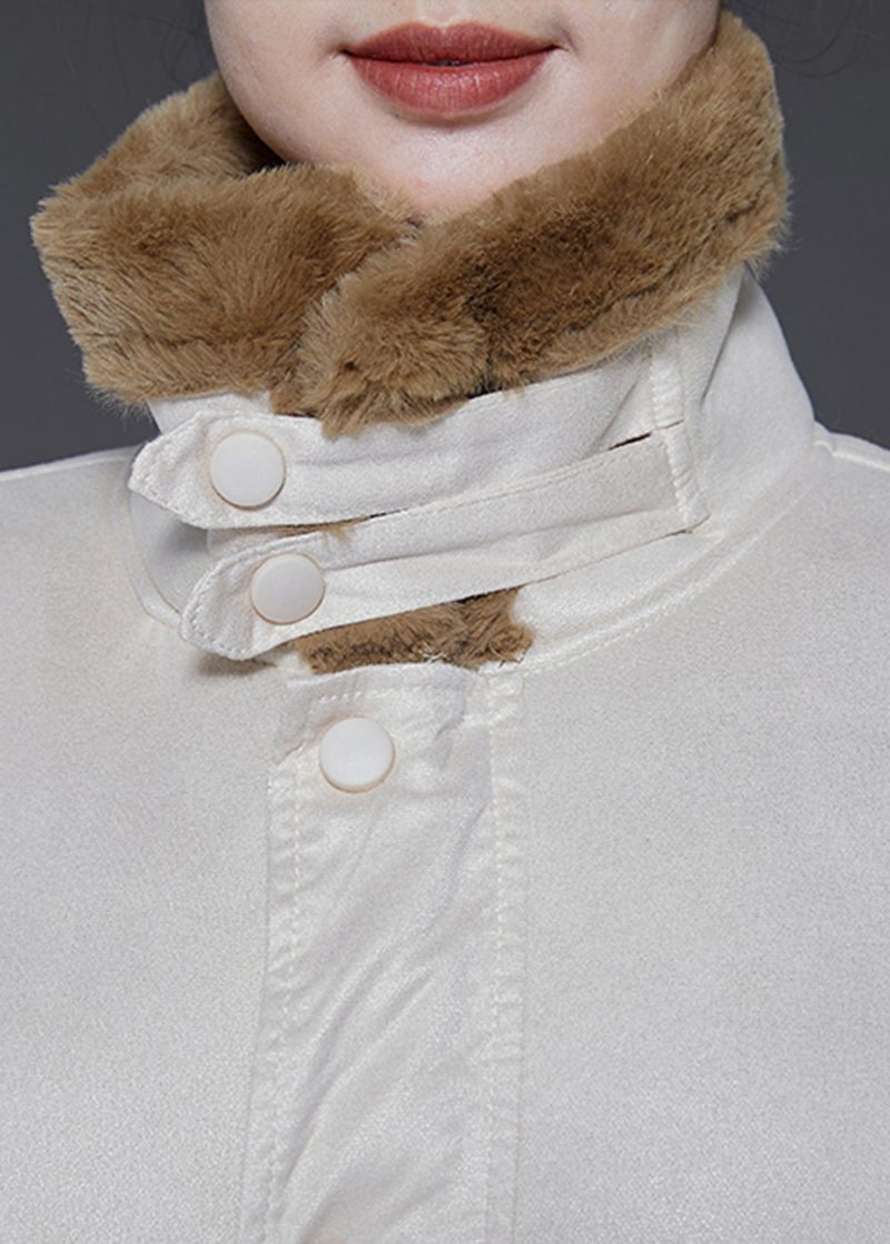 Boho Beige Oversized Tjock Varm Fleece Trench Winter - Vinterkappor för kvinnor